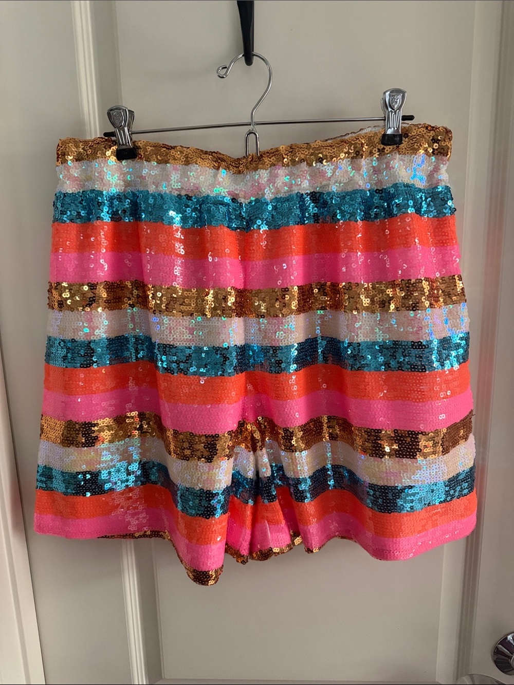 NWOT Sequin Striped Shorts - Picture 6 of 11